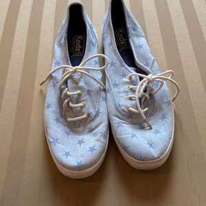 Keds (10) Ortholite Star Sneakers - Light Blue Denim w/ Gold Eyelets